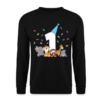 1st Baby Birthday - Unisex Sweatshirt - black - Front - Alina (178cm) & Michal (187cm)