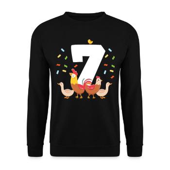 7th Baby Birthday - Unisex Sweatshirt - black - Front - Alina (178cm) & Michal (187cm)
