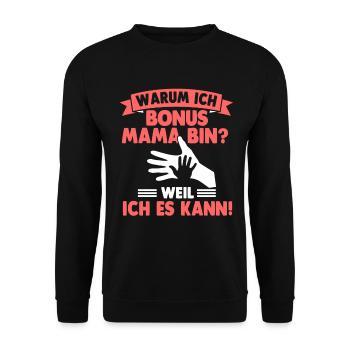 Bonus Mama Muttertag Stiefmutter - Unisex Pullover - Schwarz - Vorne - Alina (178cm) & Michal (187cm)