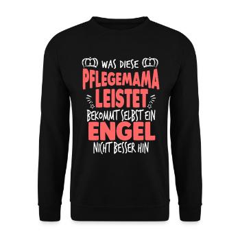 Pflegemutter Engel Muttertag - Unisex Pullover - Schwarz - Vorne - Alina (178cm) & Michal (187cm)