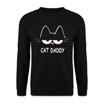CAT DADDY Cooler Katen Papa Vatertag Geschenk - Unisex Pullover - Schwarz - Vorne - Alina (178cm) & Michal (187cm)