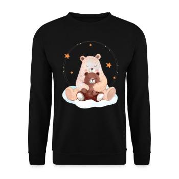 Cute Bear Baby with Bear Mama - Unisex Sweatshirt - black - Front - Alina (178cm) & Michal (187cm)
