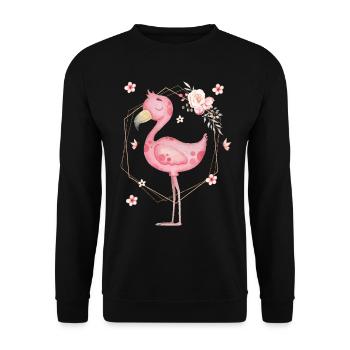Süßes Flamingo Baby - Unisex Pullover - Schwarz - Vorne - Alina (178cm) & Michal (187cm)