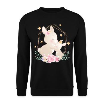 Lapin doux bébé avec la mère de lapin - Sweat-shirt Unisexe - noir - Devant - Alina (178cm) & Michal (187cm)