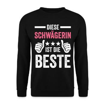 Beste Schwägerin Geschenk - Unisex Pullover - Schwarz - Vorne - Alina (178cm) & Michal (187cm)
