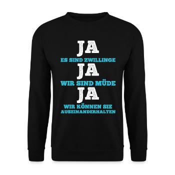Vater Papa von Zwillingen Zwillingspapa Papa - Unisex Pullover - Schwarz - Vorne - Alina (178cm) & Michal (187cm)
