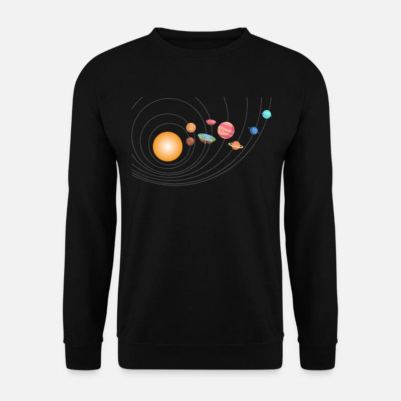 Outer Space Funny Flat Earth Science Planets - Unisex Pullover - Schwarz