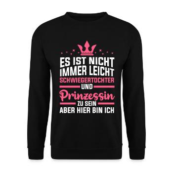 Schwiegertochter Prinzessin - Unisex Pullover - Schwarz - Vorne - Alina (178cm) & Michal (187cm)