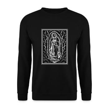 Virgen de Guadalupe in clouds. Morenita del - Unisex Pullover - Schwarz - Vorne - Alina (178cm) & Michal (187cm)
