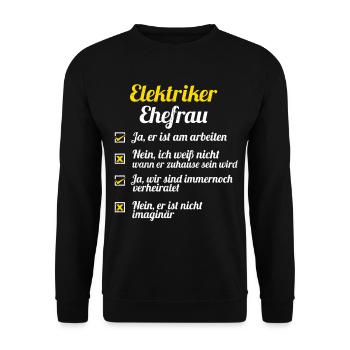 Elektriker Tshirt Handwerker Werkzeug Volt Watt - Unisex Pullover - Schwarz - Vorne - Alina (178cm) & Michal (187cm)