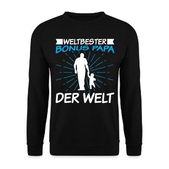 Weltbester Bonus Papa der Welt - Unisex Pullover - Schwarz - Vorne - Alina (178cm) & Michal (187cm)