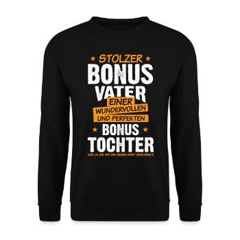 Stiefvater Papa Vater Bonuspapa Stiefpapa - Unisex Pullover - Schwarz - Vorne - Alina (178cm) & Michal (187cm)