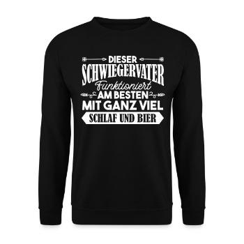 Schwiegerpapa Schwiegervater Spruch Geschenk - Unisex Pullover - Schwarz - Vorne - Alina (178cm) & Michal (187cm)