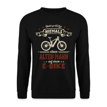 E-Bike Fahrrad Alter Mann eBike Elektrofahrrad - Unisex Pullover - Schwarz - Vorne - Alina (178cm) & Michal (187cm)