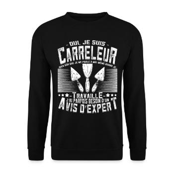 Oui, Je Suis Carreleur Humour - Sweat-shirt Unisexe - noir - Devant - Alina (178cm) & Michal (187cm)