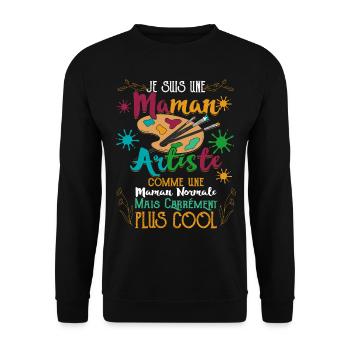 Je Suis Une Maman Artiste - Sweat-shirt Unisexe - noir - Devant - Alina (178cm) & Michal (187cm)