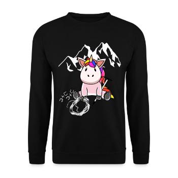 Licorne Montagne Sports Escalade Sommets Montagnes en plein air - Sweat-shirt Unisexe - noir - Devant - Alina (178cm) & Michal (187cm)