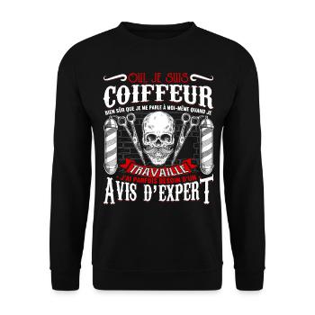 Oui, Je Suis Coiffeur Humour - Sweat-shirt Unisexe - noir - Devant - Alina (178cm) & Michal (187cm)