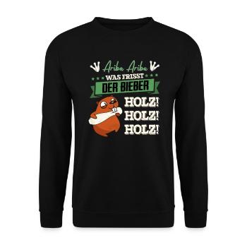 Kegel Spruch Ariba Ariba Biber für Sportkegler - Unisex Pullover - Schwarz - Vorne - Alina (178cm) & Michal (187cm)