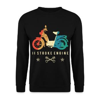 2 stroke engine 2 barmer moped retro gift - Unisex Sweatshirt - black - Front - Alina (178cm) & Michal (187cm)