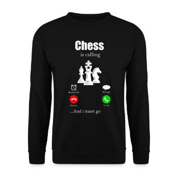 Schach Taktik Schachmatt Denksport Chess Läufer - Unisex Pullover - Schwarz - Vorne - Alina (178cm) & Michal (187cm)