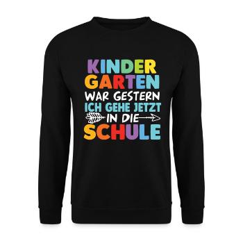 Kindergarten Abschied Schulanfang Schulkind - Unisex Pullover - Schwarz - Vorne - Alina (178cm) & Michal (187cm)