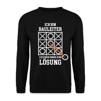Ich bin Bauleiter | Lustiges Sprüche Geschenk - Unisex Pullover - Schwarz - Vorne - Alina (178cm) & Michal (187cm)