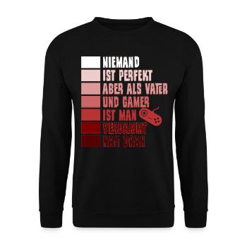 Vater Papa Computerspieler Gamer Zocker Zocken - Unisex Pullover - Schwarz - Vorne - Alina (178cm) & Michal (187cm)