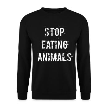 Stop Eating Animals Vegan Végétarien - Sweat-shirt Unisexe - noir - Devant - Alina (178cm) & Michal (187cm)