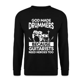 Batterie musique batteur groupe cadeau drumset - Sweat-shirt Unisexe - noir - Devant - Alina (178cm) & Michal (187cm)