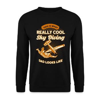 Skydive Fallschirmspringen Papa Geschenk - Unisex Pullover - Schwarz - Vorne - Alina (178cm) & Michal (187cm)