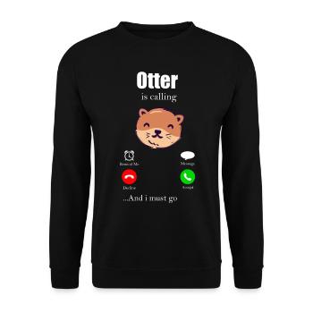 Süß Otter Fischotter Seeotter Wassermarder Marder - Unisex Pullover - Schwarz - Vorne - Alina (178cm) & Michal (187cm)