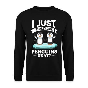 Pingouin Tshirt pour l’oiseau de manchot empereur hiver animal - Sweat-shirt Unisexe - noir - Devant - Alina (178cm) & Michal (187cm)