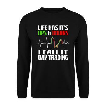 Funny saying Heartbeat Trading for Day Trader - Unisex Sweatshirt - black - Front - Alina (178cm) & Michal (187cm)