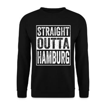 Straight Outta Hamburg Port Hanseatic City Gift - Unisex Sweatshirt - black - Front - Alina (178cm) & Michal (187cm)