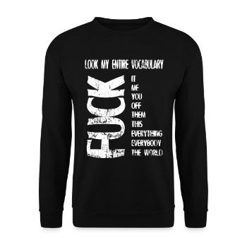 Fuck It FUCK Vocabulary - Idée cadeau - Sweat-shirt Unisexe - noir - Devant - Alina (178cm) & Michal (187cm)