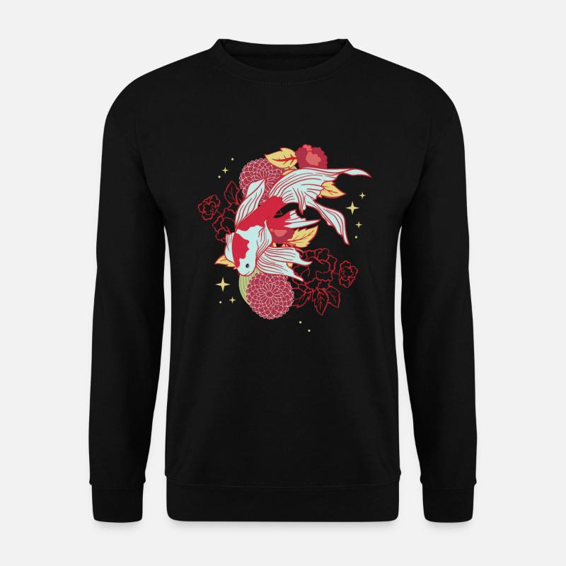 Koi Blumen Floral - Unisex Pullover - Schwarz