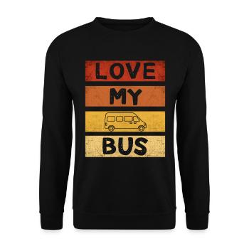 Love My Bus I Retro Bus chauffeur de bus vacances Bus Spruch - Sweat-shirt Unisexe - noir - Devant - Alina (178cm) & Michal (187cm)