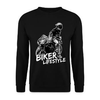 Motorcycle Lifestyle / Motorcycle / Motorcyclebiker - Unisex Sweatshirt - black - Front - Alina (178cm) & Michal (187cm)