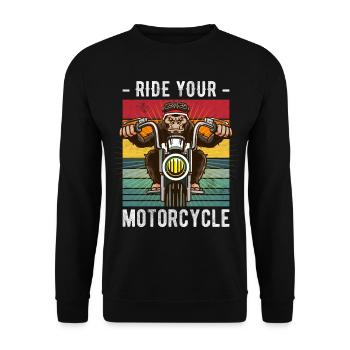 Lustiger Motorrad Spruch für Motorradfahrer! - Unisex Pullover - Schwarz - Vorne - Alina (178cm) & Michal (187cm)