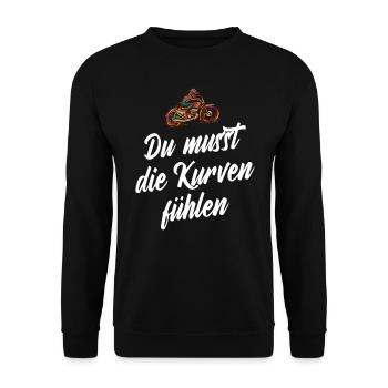 Lustiger Motorrad Spruch für Motorradfahrer! - Unisex Pullover - Schwarz - Vorne - Alina (178cm) & Michal (187cm)