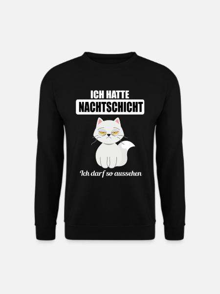Nachtschicht Lustige Sprüche Katze Krankenpfleger - Unisex Pullover - Schwarz