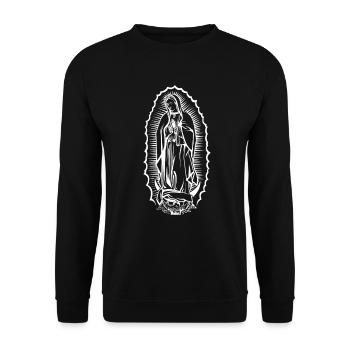 La Santa Virgen de Guadalupe, patrona de América - Unisex Pullover - Schwarz - Vorne - Alina (178cm) & Michal (187cm)