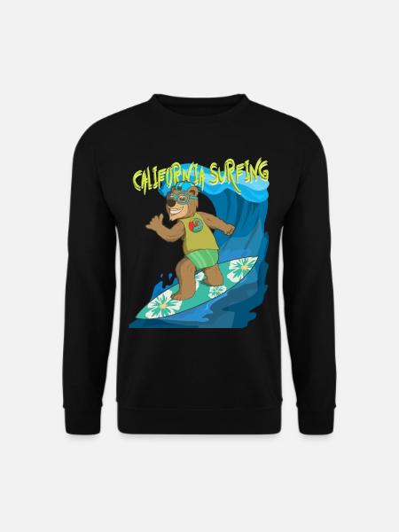 Summer feeling Californian shaka bear surfs the - Unisex Sweatshirt - black