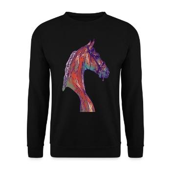Fille cheval motif animal motif animal visage - Sweat-shirt Unisexe - noir - Devant - Alina (178cm) & Michal (187cm)