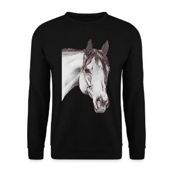 Fille cheval tête d’animaux motif animal - Sweat-shirt Unisexe - noir - Devant - Alina (178cm) & Michal (187cm)