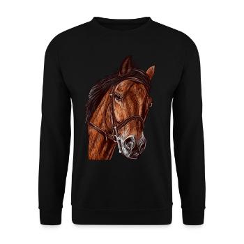 Fille cheval motif animal motif animal visage - Sweat-shirt Unisexe - noir - Devant - Alina (178cm) & Michal (187cm)