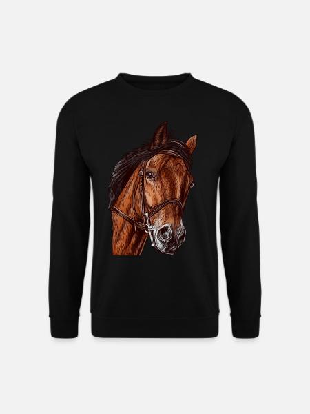 Mädchen Pferd Pferdemotiv Tiermotiv Tiergesicht - Unisex Pullover - Schwarz