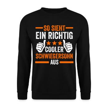 Cooler Schwiegersohn Geschenk - Unisex Pullover - Schwarz - Vorne - Alina (178cm) & Michal (187cm)