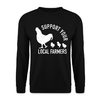 Support Your Local Farmers Chicken Poultry Farmer - Unisex Sweatshirt - black - Front - Alina (178cm) & Michal (187cm)